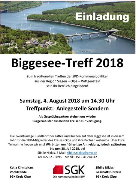Einladung zum Biggesee-Treff der SGK